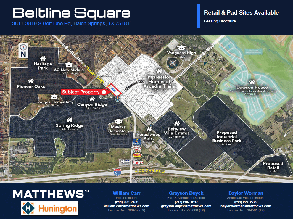 New construction pad sites available at Beltline Square in Balch Springs, TX